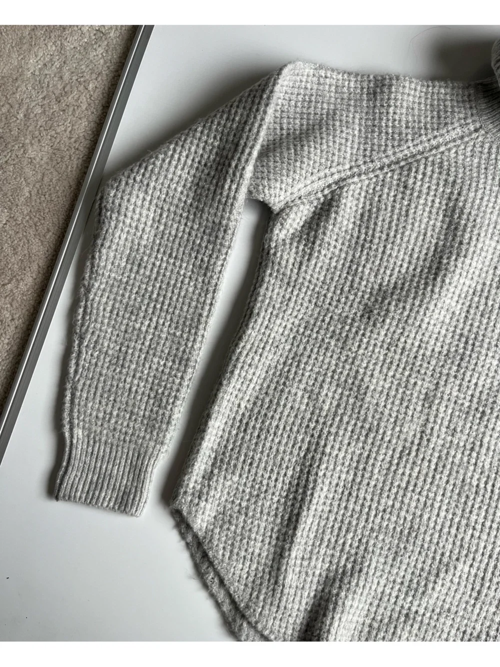 Kuhl Light Gray Waffle Knit Turtleneck Sweater